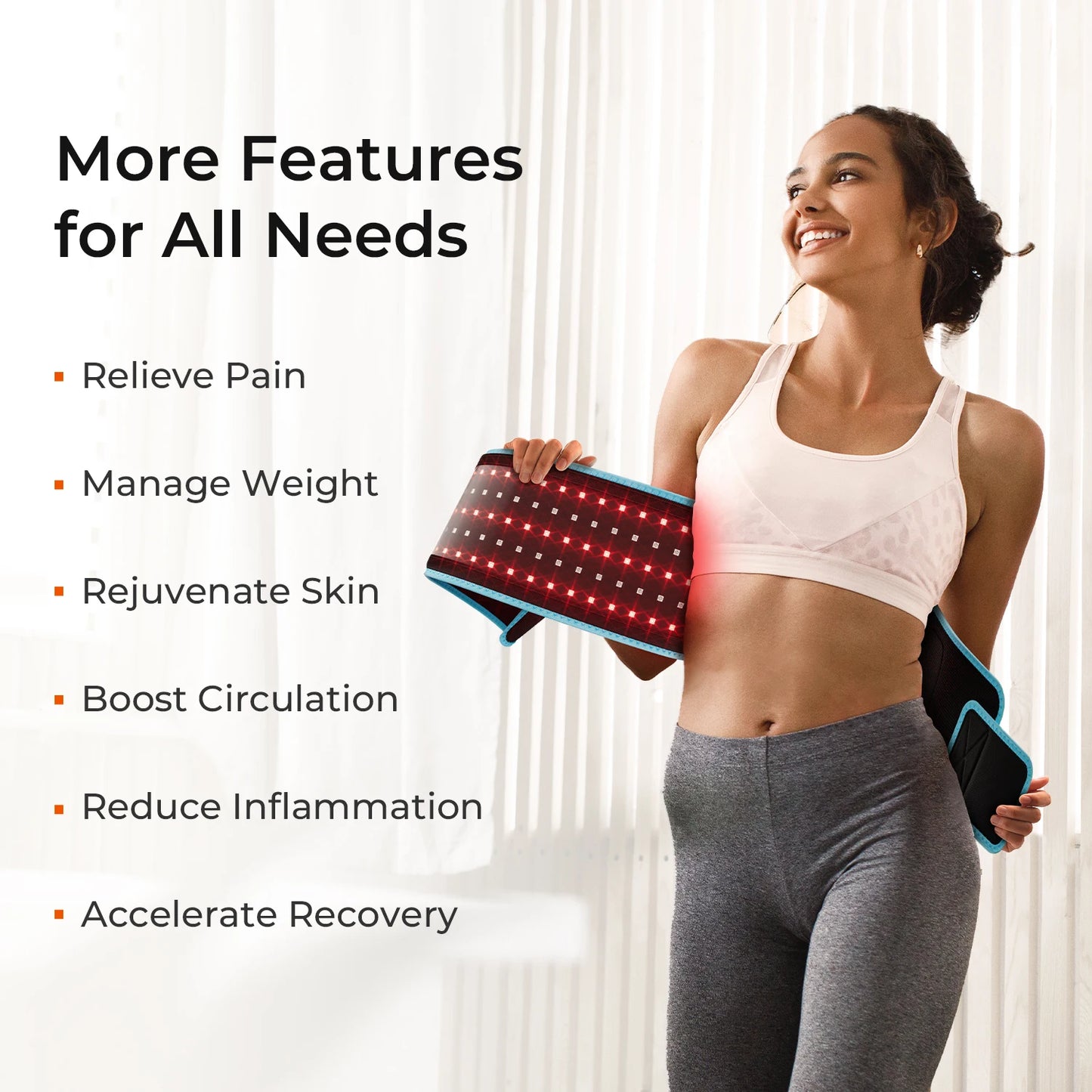 Red Light Health Care Belt 100 LED Infrared Lamp Red Light Therapy Massage Machine for Body Back & Waist Heating